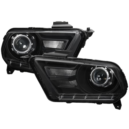 Spec-D Tuning 10-14 Ford Mustang Retro Projector Headlights- Black LHP-MST10JM-RS